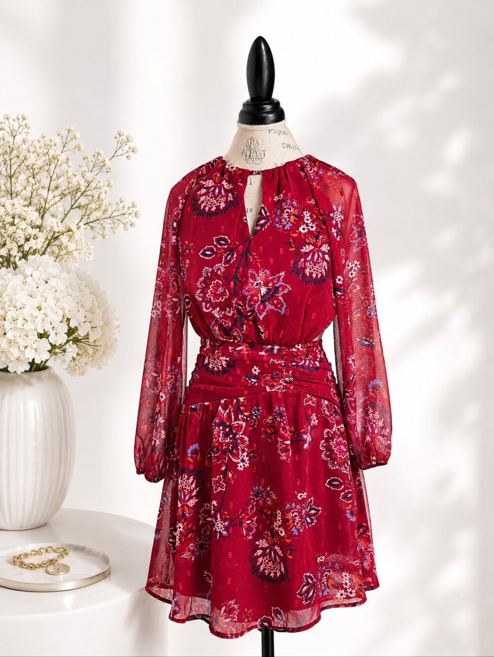 Vince Camuto Floral Long-Sleeve Dress